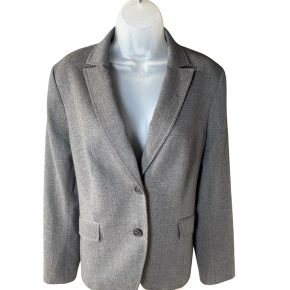 Masculine Women’s Wool Blazer Grey Corpcore Italian Flannel Talbots Size 12 - Picture 2 of 6